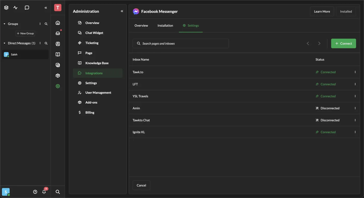 Enhancement for Integrations: Connection settings
