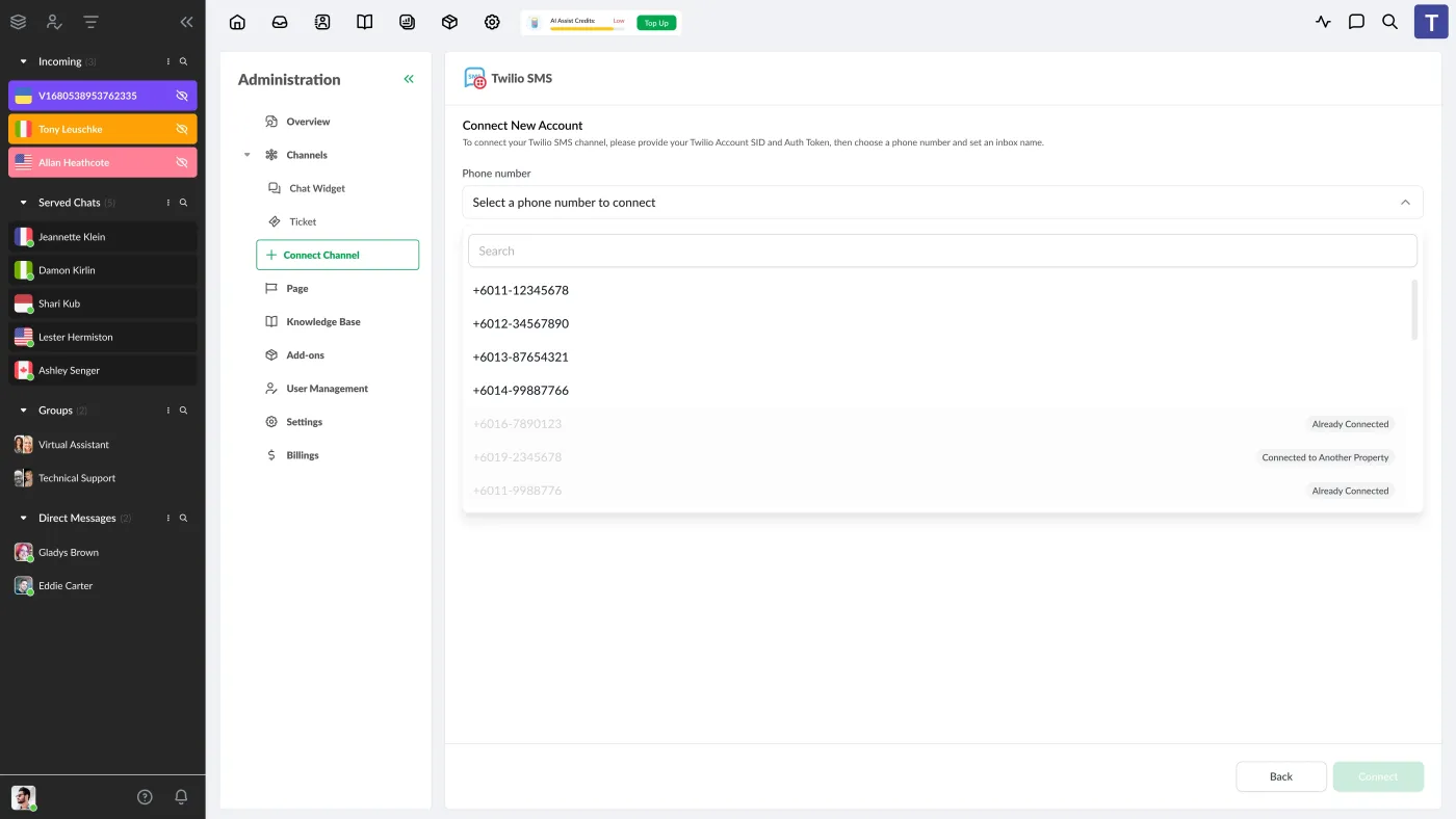 Twilio SMS Integration: SMS conversation history