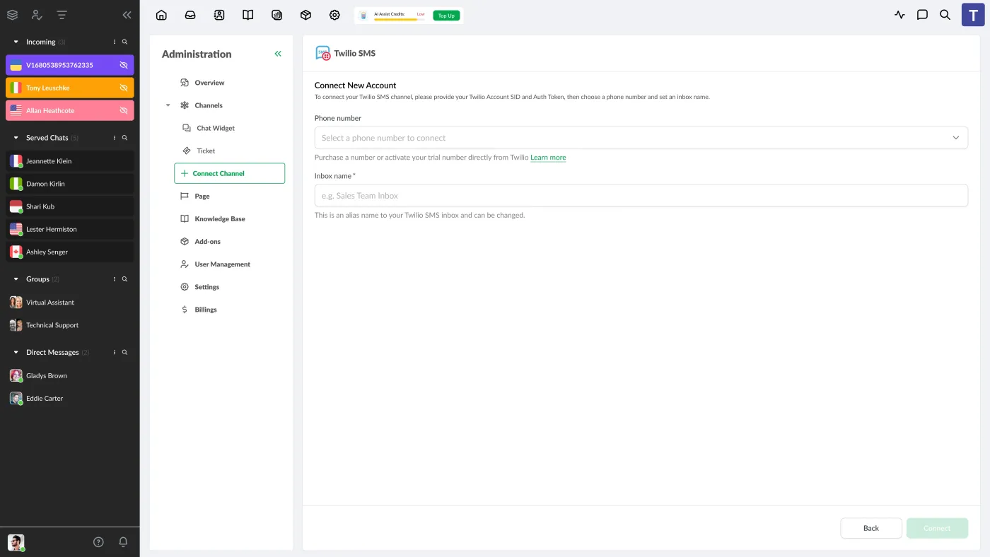 Twilio SMS Integration: Tagging and assignment