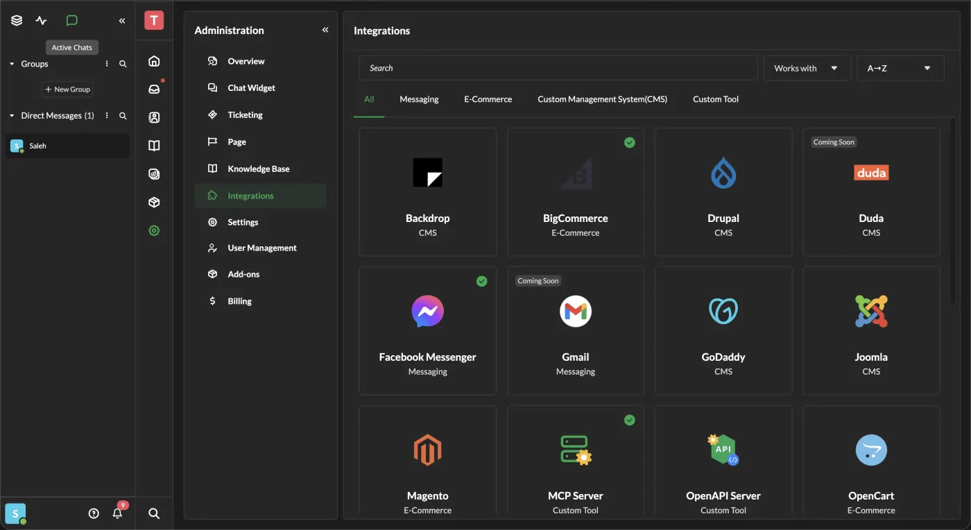 Enhancement for Integrations: Integrations, dark theme