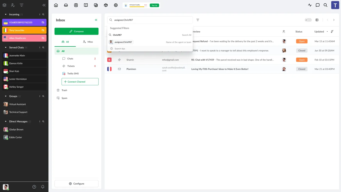 Enhanced Conversation Search: Ranked results
