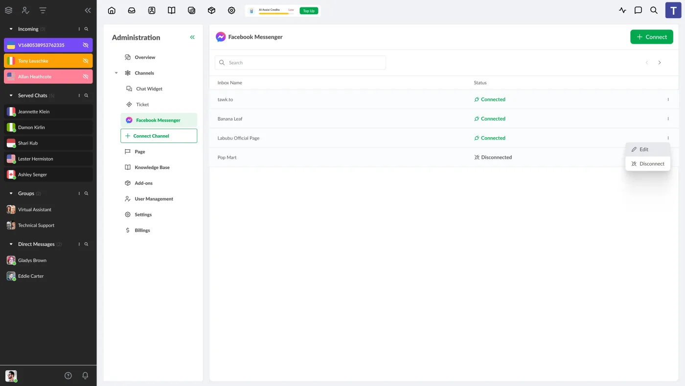 Facebook Messenger Integration: Tagging and assignment